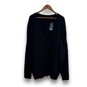 NWT Perry Ellis Men's Cardigan Sweater‎ Navy Burgundy Size 2XLT 26 x 32